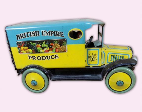 Brimtoy Beer delivery truck tin toy mechanical clockwork retro tin toy replica
